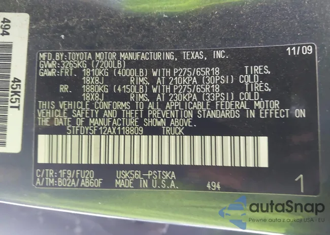 5TFDY5F12AX118809: 43868308