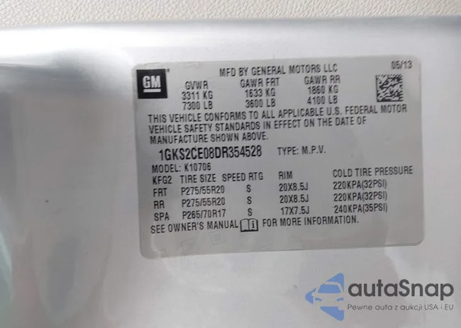 1GKS2CE08DR354528: 43867471