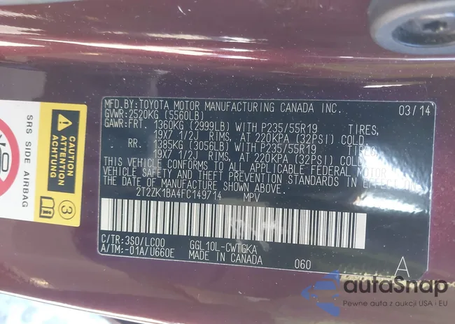 2T2ZK1BA4FC149714: 43867715