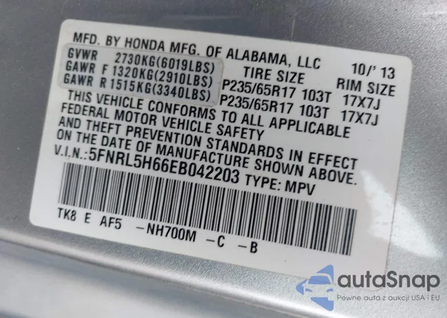 5FNRL5H66EB042203: 43867741