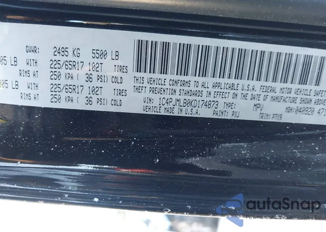 1C4PJMLB0KD174873: 43867802