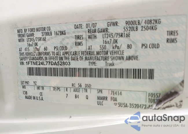 1FTNE24L77DA52803: 43867829