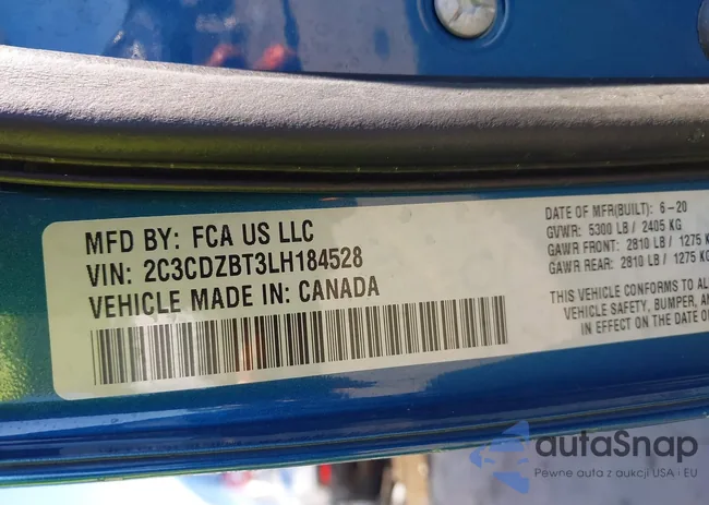 2C3CDZBT3LH184528: 43869008