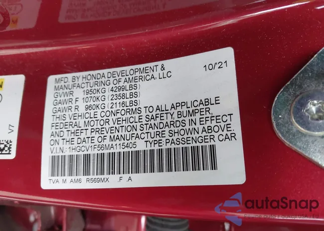 1HGCV1F56MA115405: 43869063