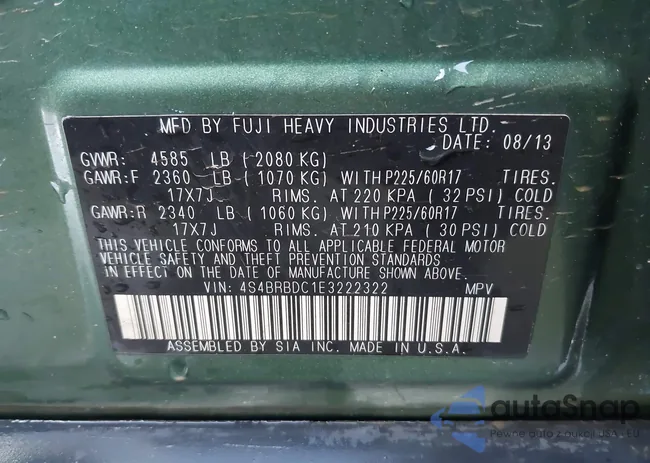 4S4BRBDC1E3222322: 43869220