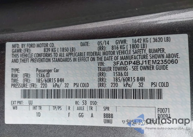 3FADP4BJ1EM235060: 43869360