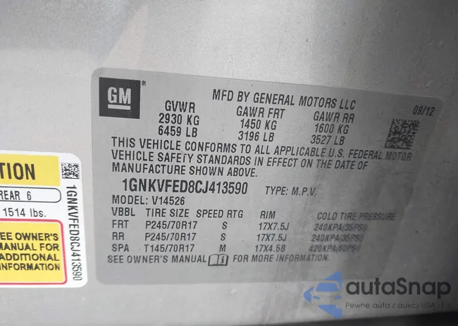 1GNKVFED8CJ413590: 43869459