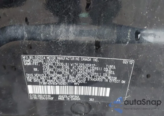 2T3BF4DV9CW192801: 43868485