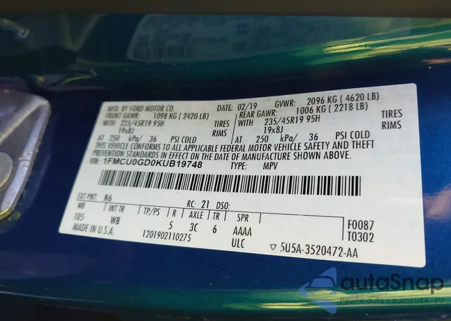 1FMCU0GD0KUB19748: 43868521