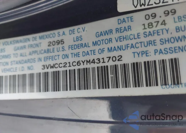 3VWCC21C6YM431702: 43868633