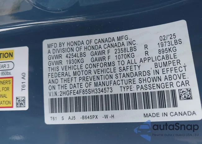 2HGFE4F85SH334573: 43868723