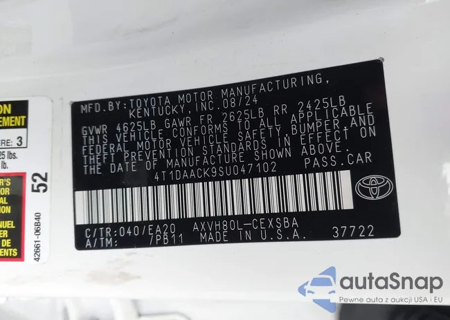 4T1DAACK9SU047102: 43869912