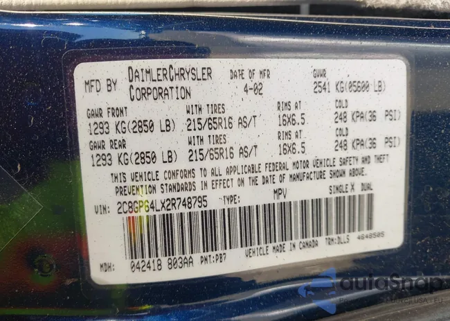 2C8GP64LX2R748795: 43869963