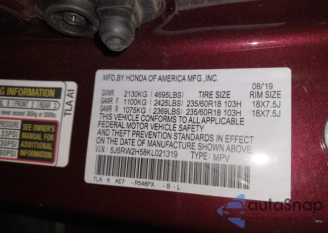 5J6RW2H58KL021319: 43870007