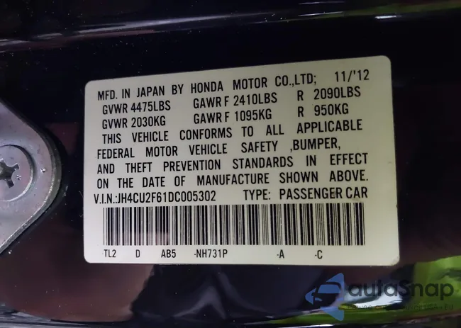 JH4CU2F61DC005302: 43870367