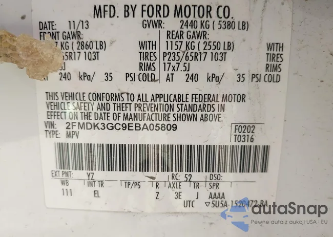 2FMDK3GC9EBA05809: 43869547