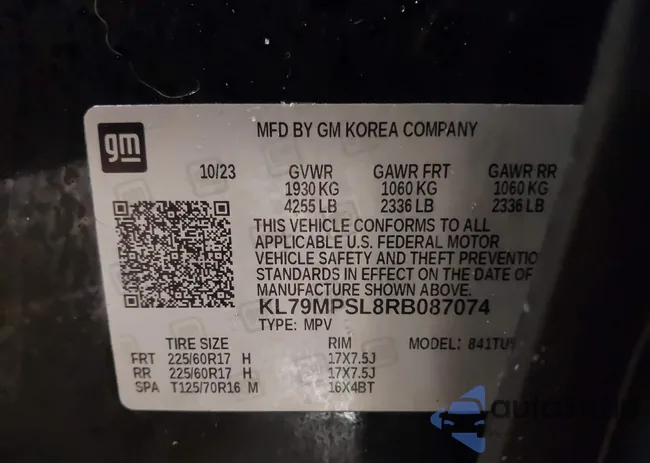 KL79MPSL8RB087074: 43869601