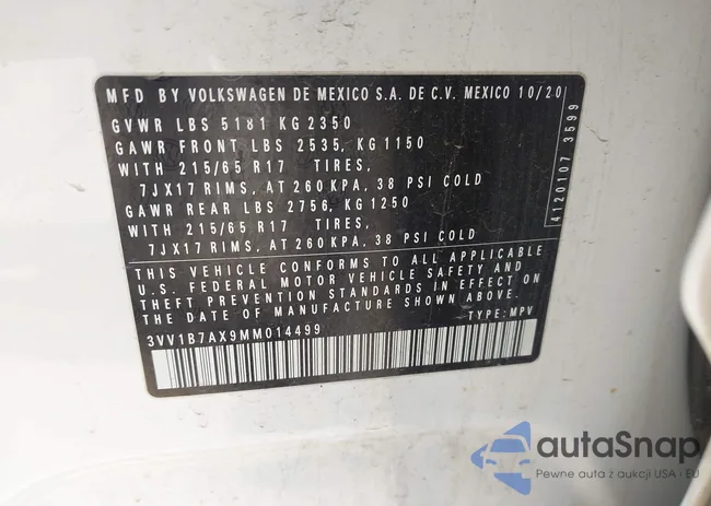 3VV1B7AX9MM014499: 43870963