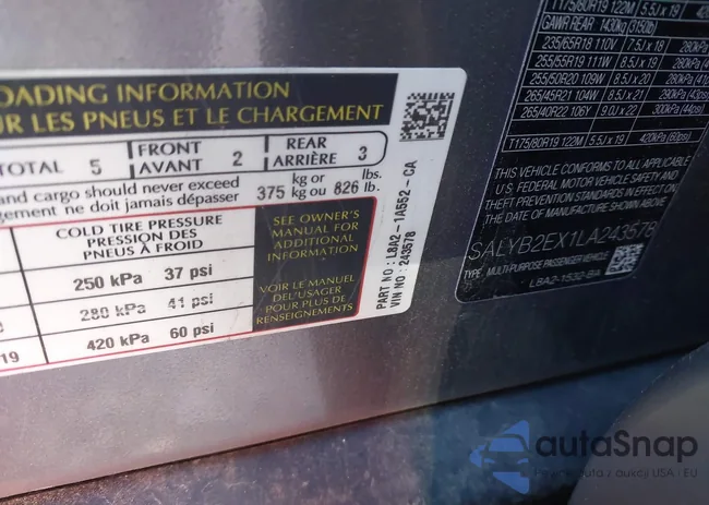 SALYB2EX1LA243578: 43871106