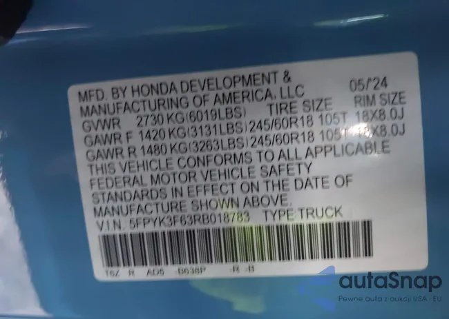 5FPYK3F63RB018783: 43871183