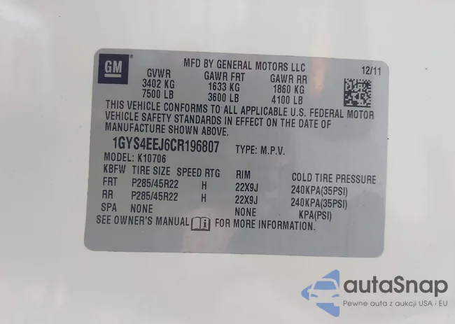 1GYS4EEJ6CR196807: 43871385