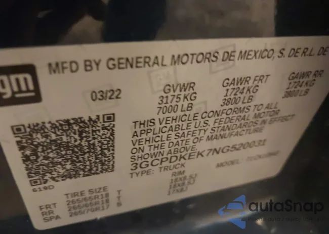 3GCPDKEK7NG520031: 43871427