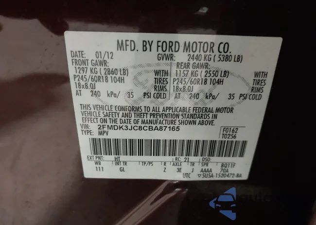 2FMDK3JC8CBA87165: 43871436