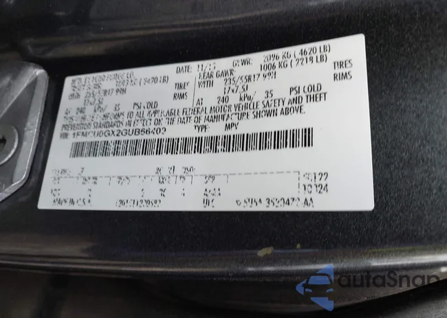 1FMCU0GX2GUB66409: 43870558