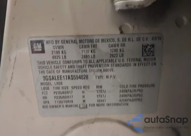 3GSALEE17AS594028: 43870567