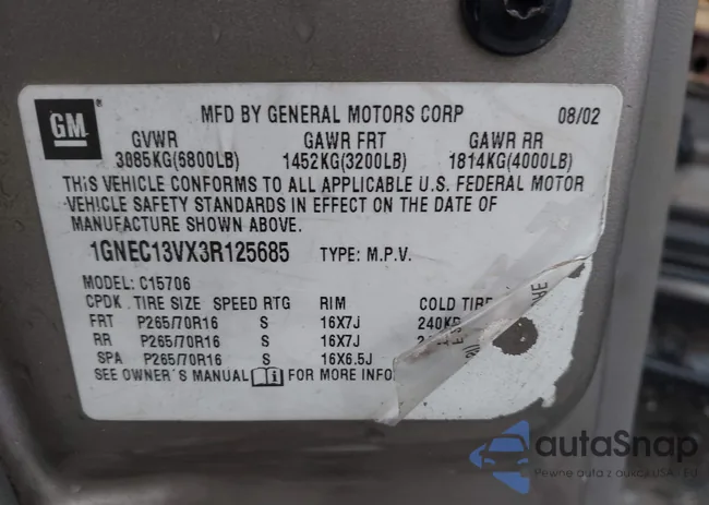 1GNEC13VX3R125685: 43871942