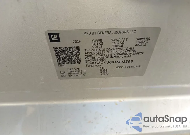 1GKS2CKJ6KR402358: 43872085