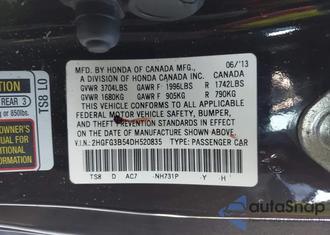 2HGFG3B54DH520835: 43872238