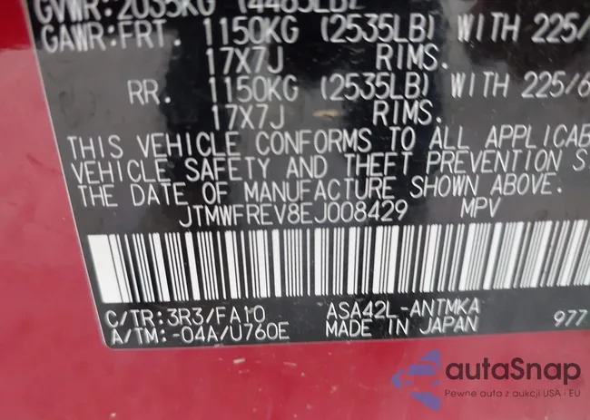 JTMWFREV8EJ008429: 43872277