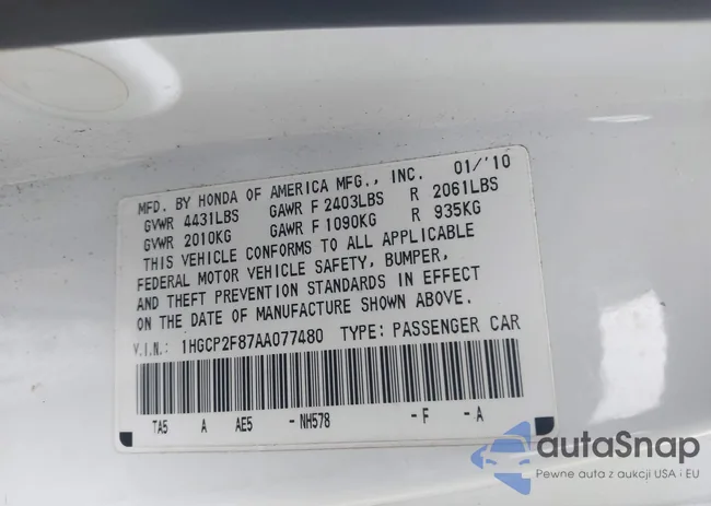 1HGCP2F87AA077480: 43872360