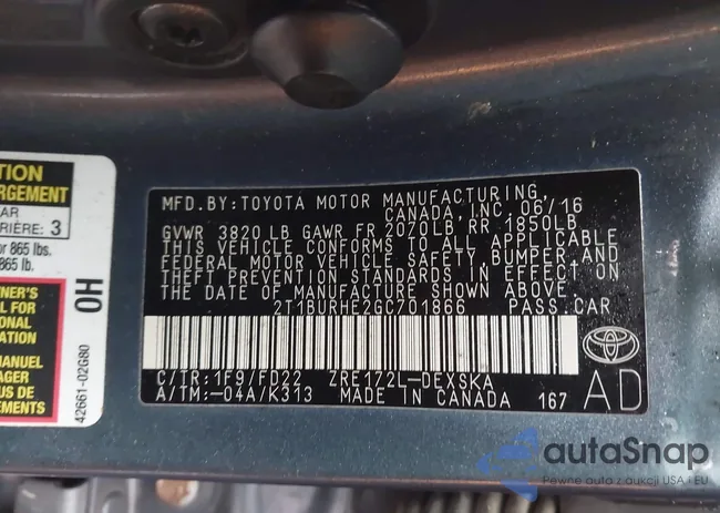 2T1BURHE2GC701866: 43872367