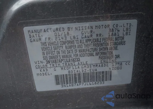 3N1AB7AP7JL618233: 43871570