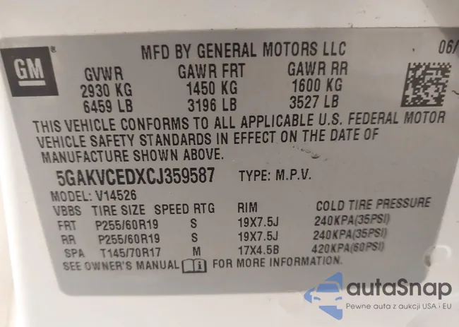 5GAKVCEDXCJ359587: 43871719