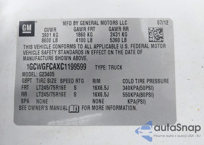 1GCWGFCAXC1199599: 43873059