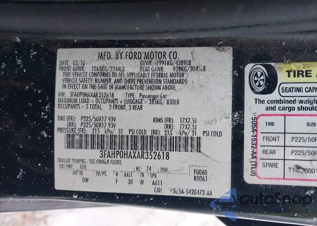 3FAHP0HAXAR352618: 43873162