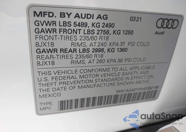 WA1AAAFY2M2082189: 43873265