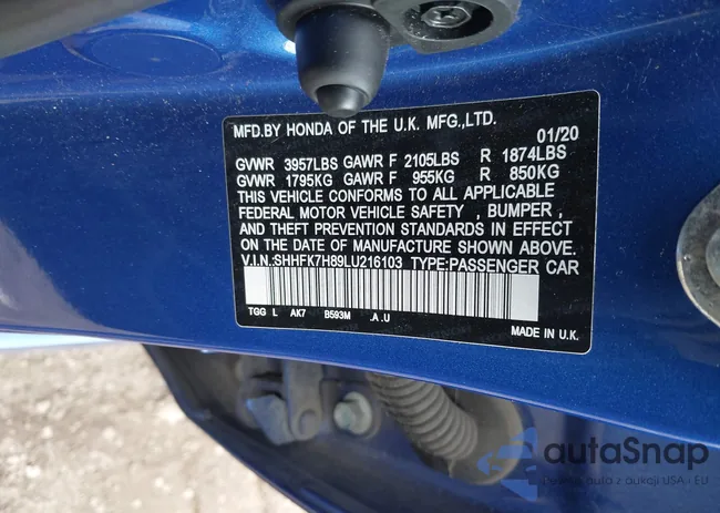 SHHFK7H89LU216103: 43873374