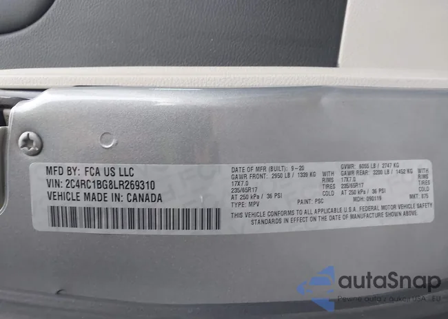 2C4RC1BG8LR269310: 43873407