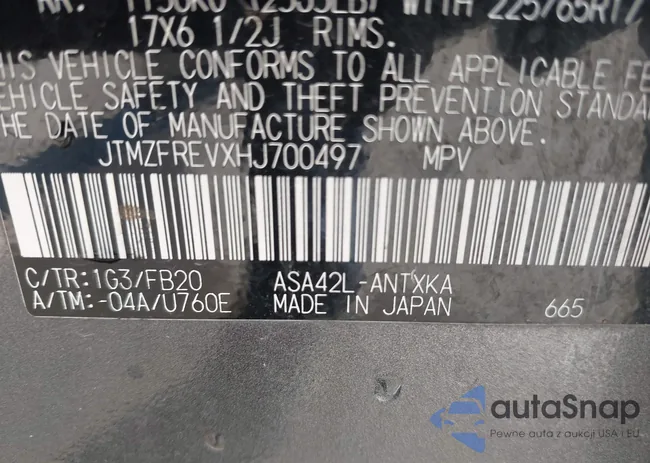 JTMZFREVXHJ700497: 43874105