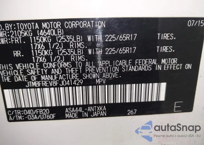 JTMBFREV8FJ041429: 43874391