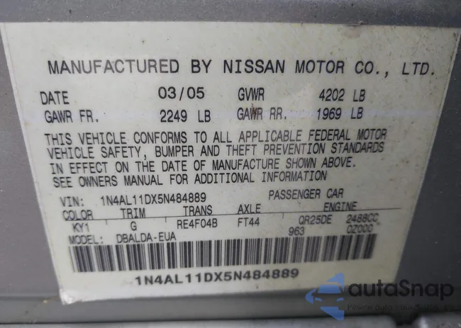 1N4AL11DX5N484889: 43873571