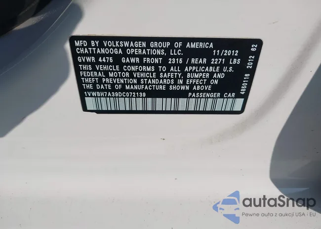 1VWBH7A39DC072139: 43873789