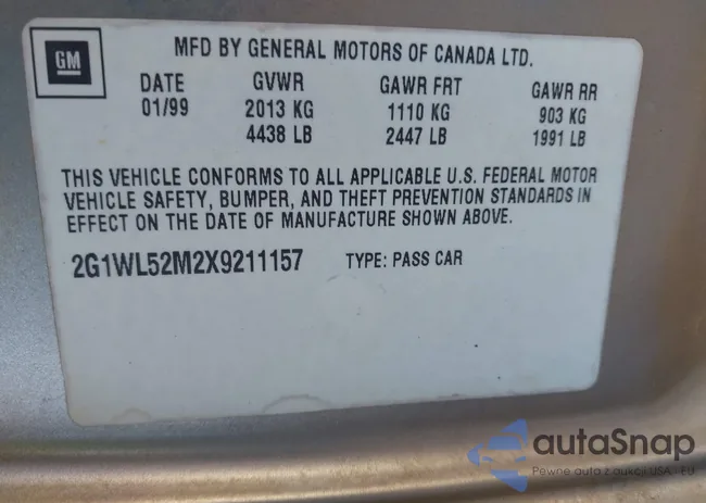 2G1WL52M2X9211157: 43873807