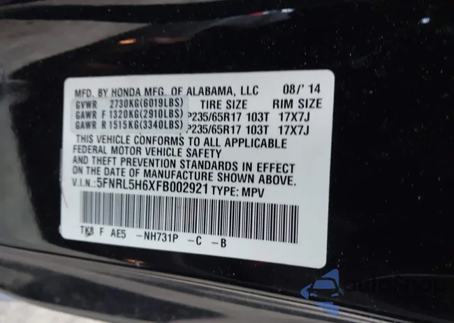 5FNRL5H6XFB002921: 43874963