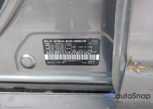 JA4APUAU8NU011735: 43874472