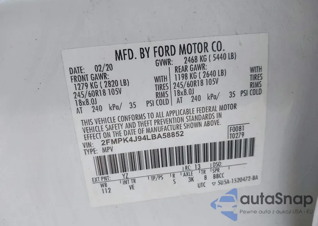 2FMPK4J94LBA58852: 43874585